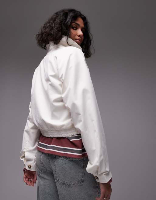Tommy Jeans cotton bomber jacket in off white