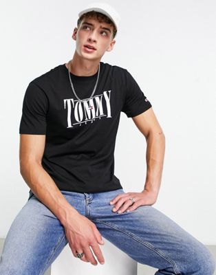 Tommy Jeans cotton classic fit serif logo  t-shirt in black - ASOS Price Checker