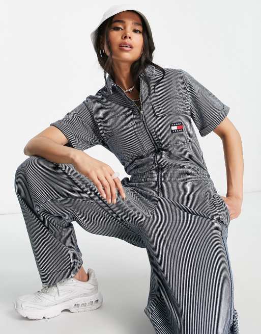 Striped store boiler suit