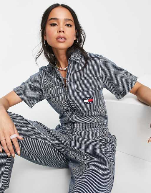 Striped store boiler suit