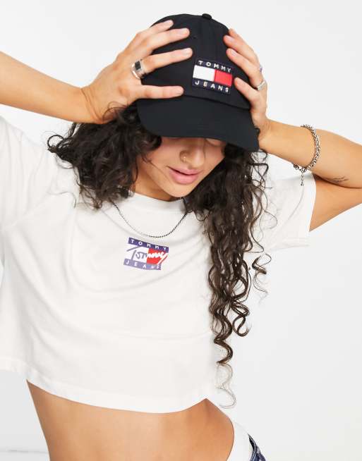 Tommy Jeans cotton heritage logo cap in black  - BLACK