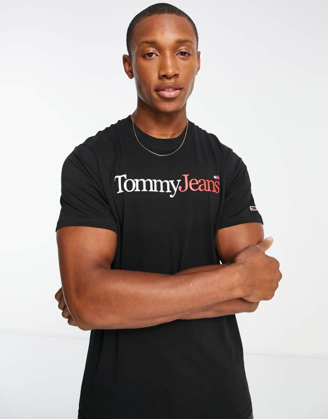 Tommy Jeans cotton multi logo T-shirt in black