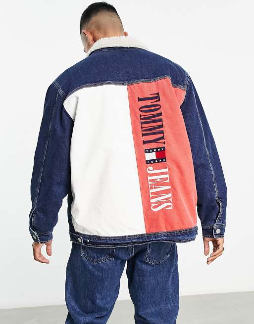 Tommy hilfiger denim hot sale jacket back logo