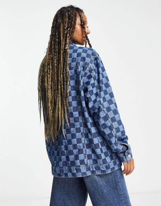 Tommy Jeans cotton oversized utility jacket in checkerboard print