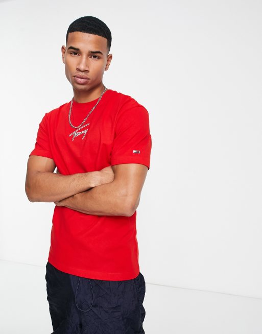 Red tommy jeans clearance t shirt