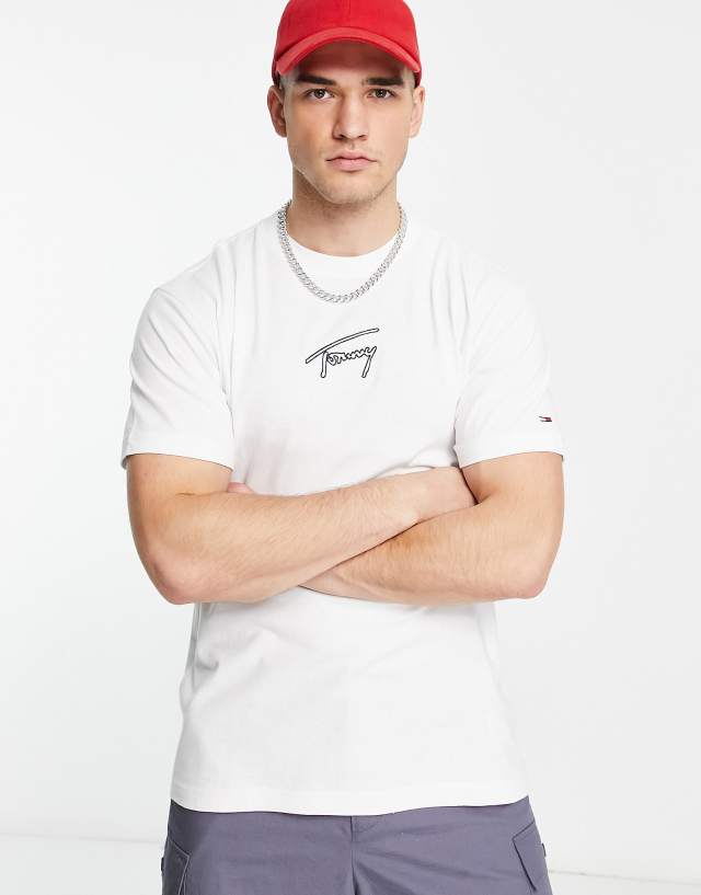 Tommy Jeans cotton signature central logo classic fit t-shirt in white