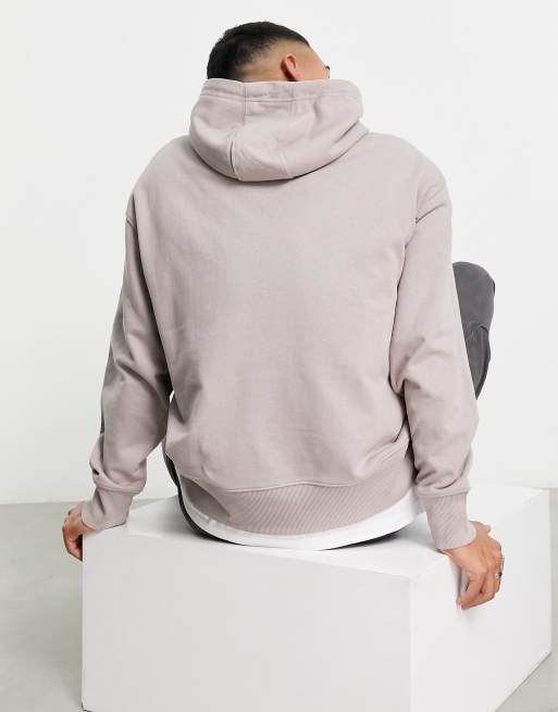 Tommy Jeans cotton signature logo relaxed fit hoodie in stone