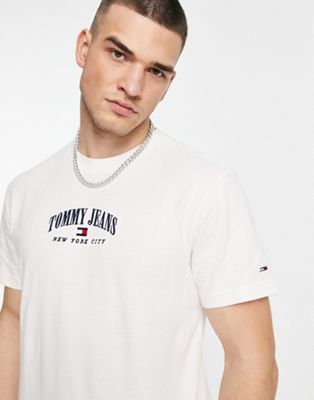 cotton small varsity logo classic fit t-shirt in off white