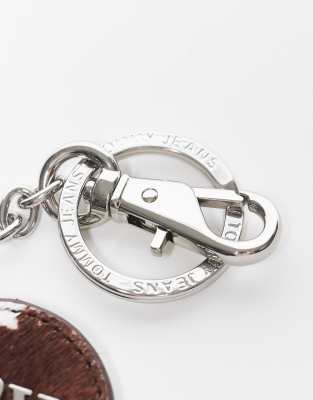 Tommy Jeans Cow Print Heart Shape Bag Charm In Multi