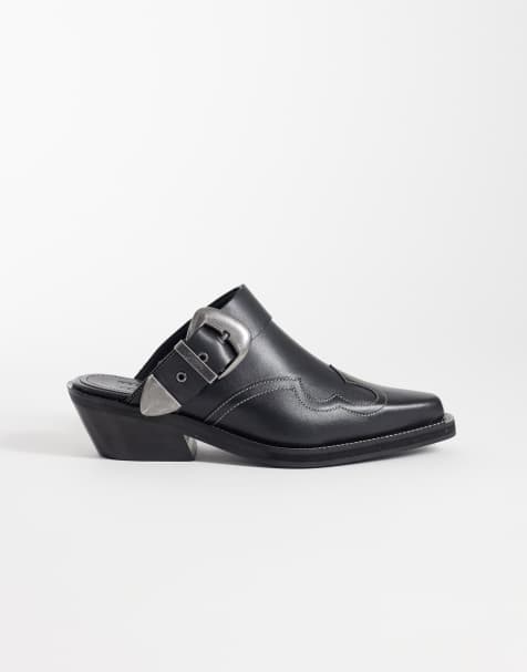 Tommy Jeans – Cowboy-Mules aus Leder in Schwarz - view 1