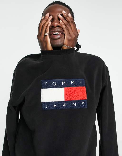 Tommy Jeans Cozy capsule polar fleece sweatshirt in black