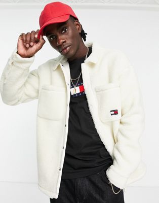 Tommy Jeans Cozy capsule sherpa overshirt in cream