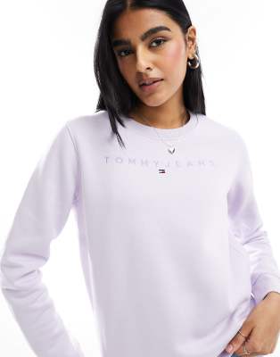 Tommy Jeans Crew Neck Sweatshirt in Light Purple