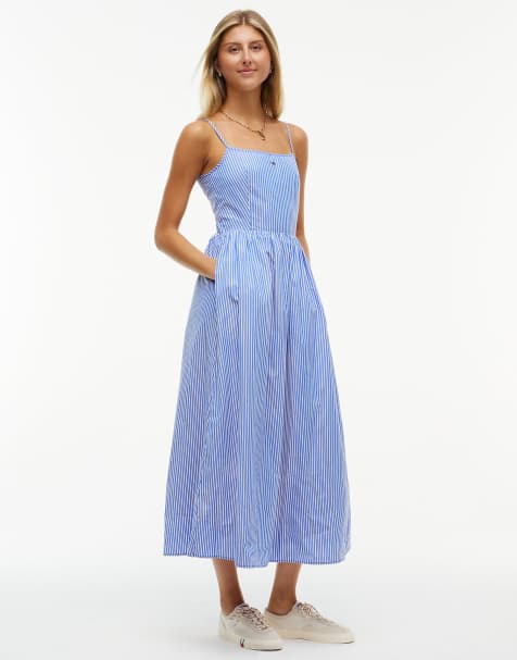 Tommy Jeans Crinkle poplin strap maxi dress in blue - view 1