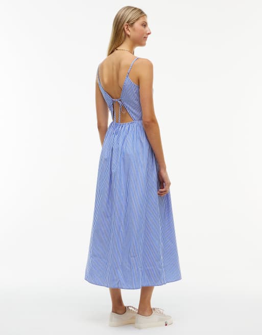 Tommy Jeans Crinkle poplin strap maxi dress in blue, 4 of 6