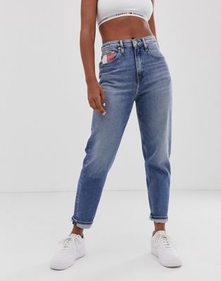 Tommy Jeans - Crop jeans met hoge taille en rechte pijpen-Blauw