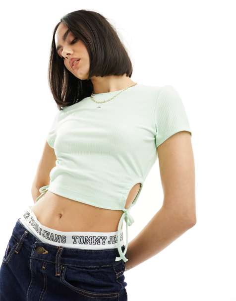 Tommy Jeans - Crop top côtelé - Vert - view 1