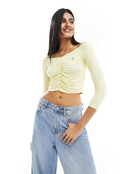 Yellow best sale crop blouse