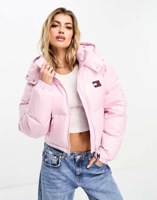 Pink tommy cheap hilfiger puffer jacket