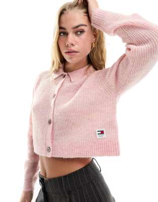 Tommy Jeans Cropped Cardigan in Light Pink