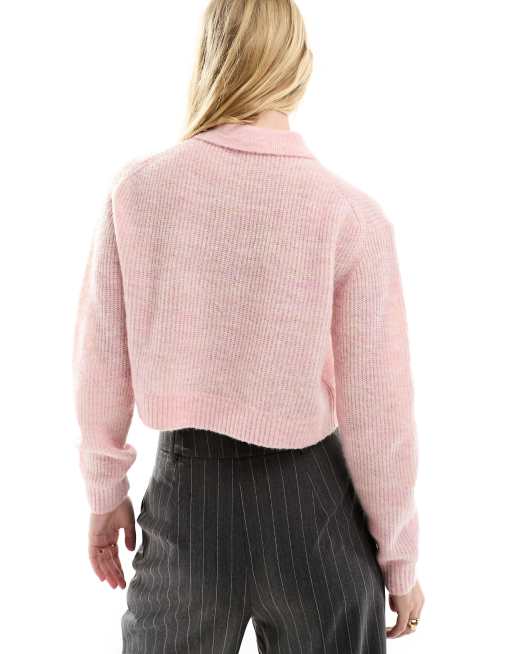 Light pink cropped clearance cardigan