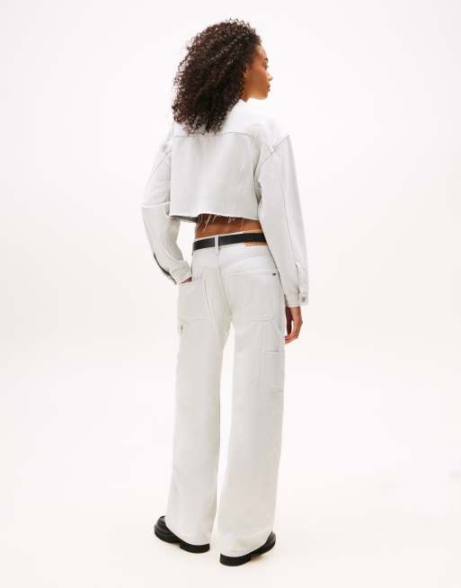 Tommy Jeans - Cropped denim jack in lichtblauw met wassing, 3 van 4