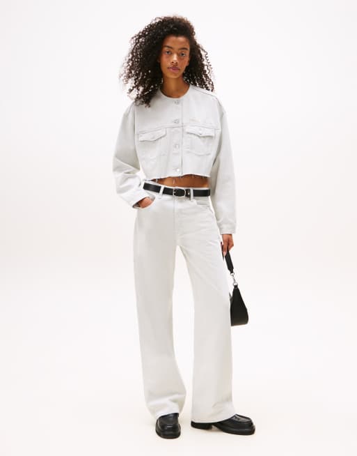 Tommy Jeans - Cropped denim jack in lichtblauw met wassing, 4 van 4