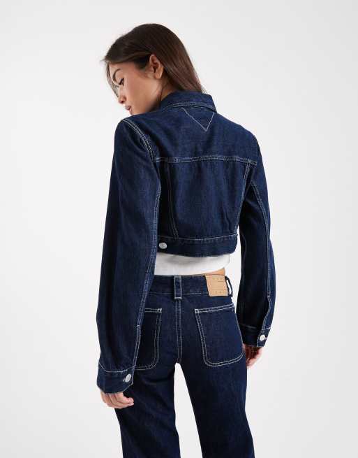 Tommy Jeans cropped denim jacket co-ord in dark wash blue, 2 of 4