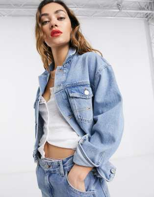 cropped denim trucker jacket