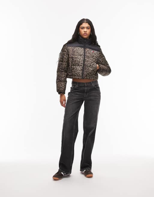 Tommy Jeans cropped puffer jacket in leopard print, 3 of 4