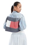 [Tommy Jeans] Tommy Jeans cropped trucker denim jacket in light blue XL Denim Mid Light Blue
