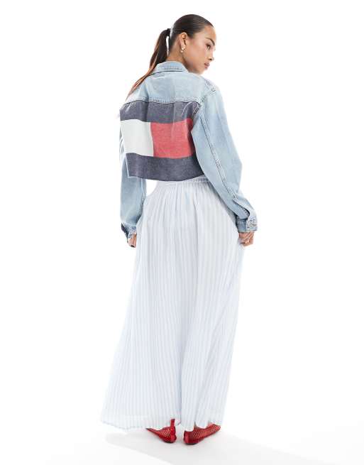 Tommy Jeans cropped trucker denim jacket in Light blue , 3 of 4
