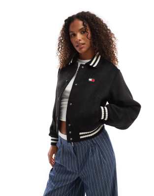 Tommy Jeans Cropped Wool Varsity Jacket In Black - Asos Jeans New In 31st October 2024