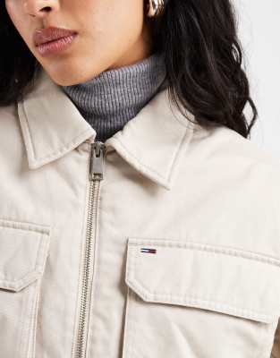 Tommy Jeans Cropped Workwear Pocket Jacket In White