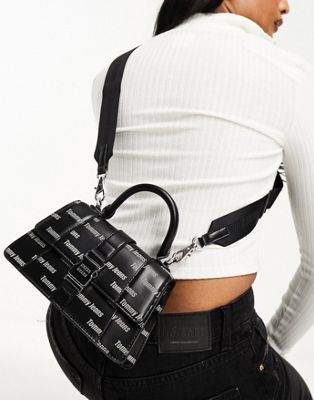 Tommy Jeans crossover print handbag in black