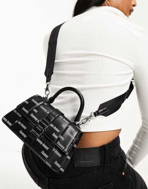 Tommy Jeans crossover print handbag in black 