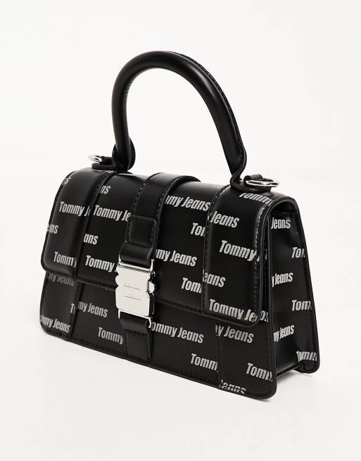 Tommy Jeans crossover print handbag in black