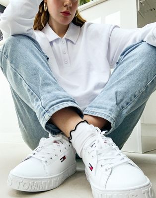 Tommy Jeans cup sole sneaker in white 