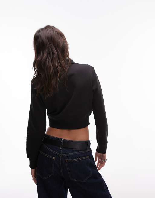 Tommy Jeans – Czarna krótka bluza z zamkiem pod szyją, 3 z 4