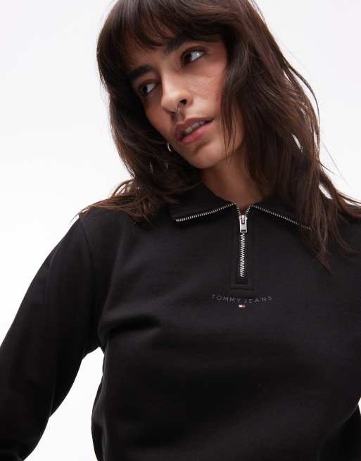 Tommy Jeans – Czarna krótka bluza z zamkiem pod szyją, 4 z 4