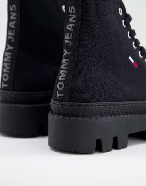 Tommy Jeans – Czarne sznurowane buty z logo z flagą, 3 z 4
