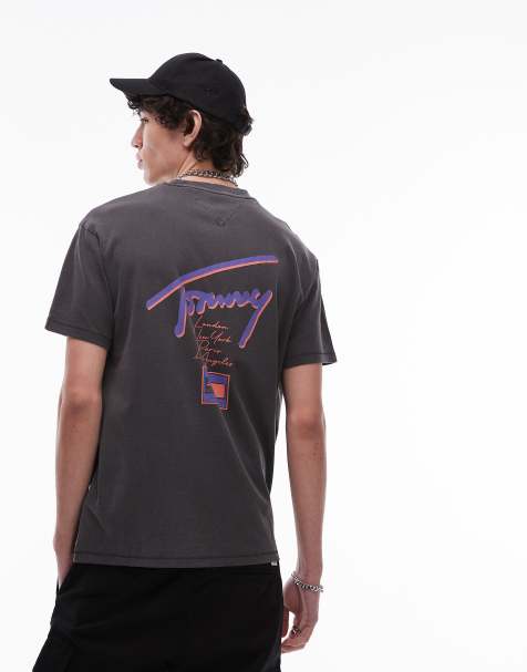 Tommy Jeans signature backprint t-shirt in black and purple