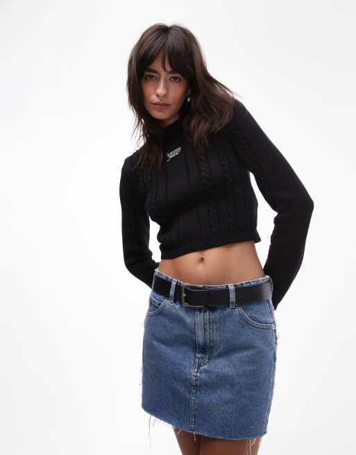 Tommy Jeans – Czarny dzianinowy sweter o warkoczowym splocie, 3 z 4
