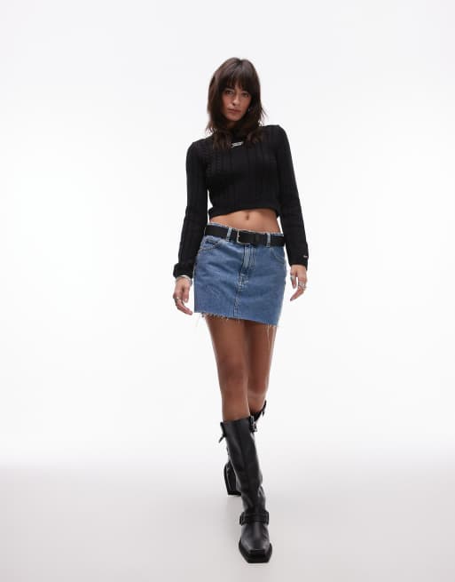 Tommy Jeans – Czarny dzianinowy sweter o warkoczowym splocie, 4 z 4