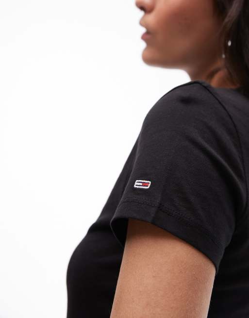 Tommy Jeans – Czarny krótki T-shirt z napisem w stylu retro, 2 z 4