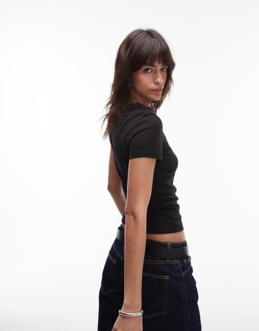 Tommy Jeans – Czarny krótki T-shirt z napisem w stylu retro, 4 z 4