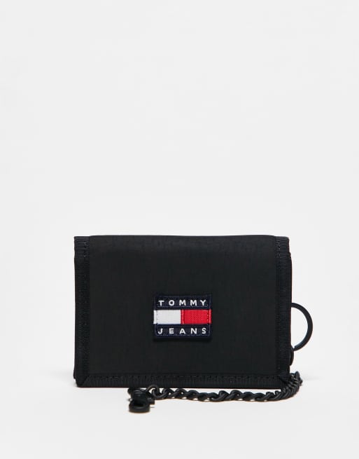 Tommy Jeans – Czarny składany portfel z logo z flagą