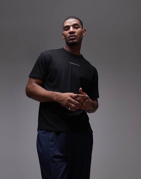 Tommy Jeans small linear logo t-shirt in black