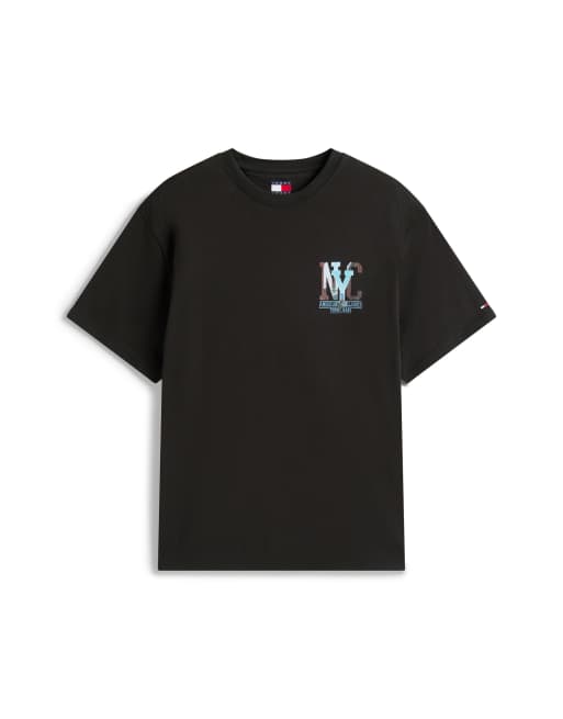 Tommy Jeans – Czarny T-shirty z fotograficznym nadrukiem z napisem NYC na plecach