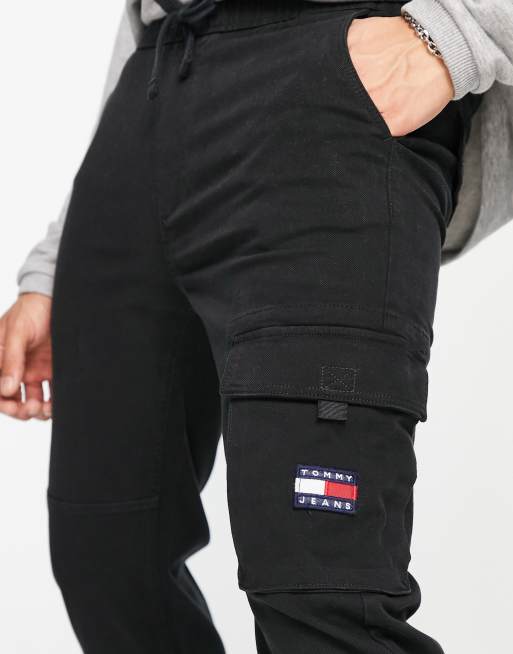 TEXTURED CARGO PANTS - Black